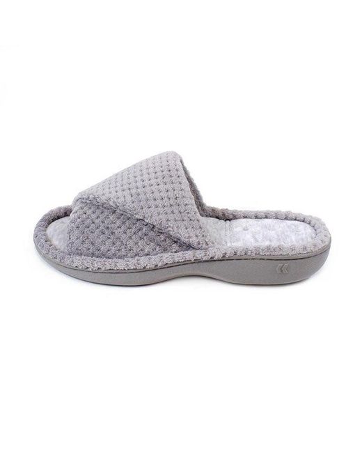 Totes Gray Isotoner Popcorn Turnover Mule Slippers Pale