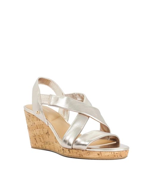 Dune Metallic Wf Kamies Wide Fit Cork Wedge Heel Shoes