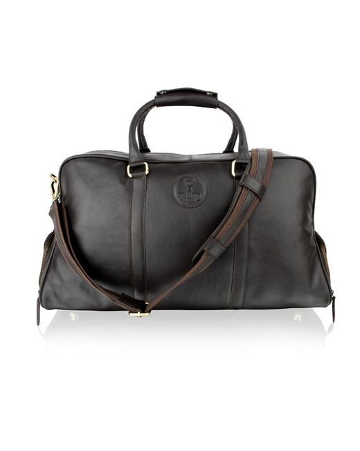 Woodland Leathers Black Leather Large 20.0" Holdall Twin Handles Adjustable Removeable Shoulder Strap Side Shoe Compartment for men
