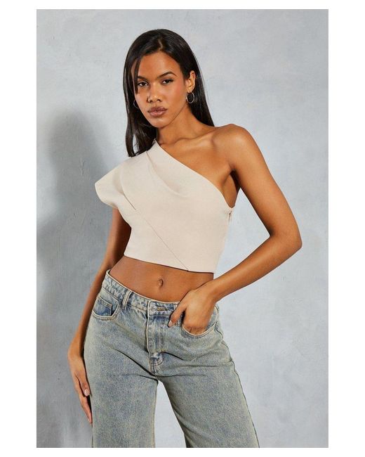 MissPap Gray One Shoulder Structured Asymmetric Top