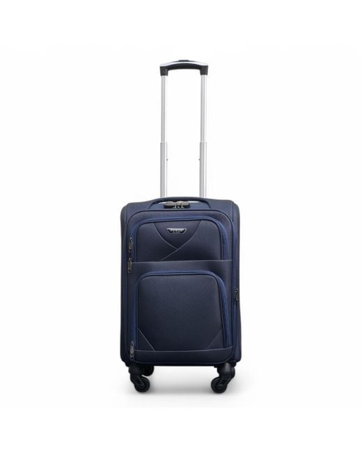 Infinity Leather Uitbreidbare Zachte Koffer Voor In De Cabine 50,5 X 37 X 26 Cm Bagage Geschikt Voor Easyjet, Ryanair in het Blue