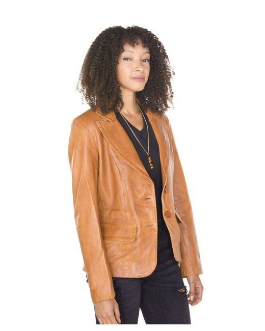 Infinity Leather Orange Blazer Jacket-Seregno