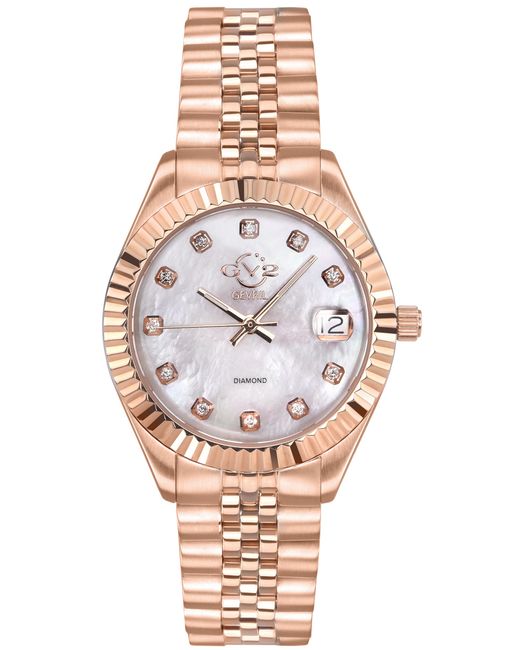 Gv2 Metallic Naples 12403 Swiss Quartz Stainless Steel Diamond Date Watch