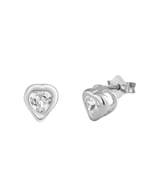 The Jewellery Stockroom Metallic Sterling Cubic Zirconia Valentine's Heart Stud Earrings
