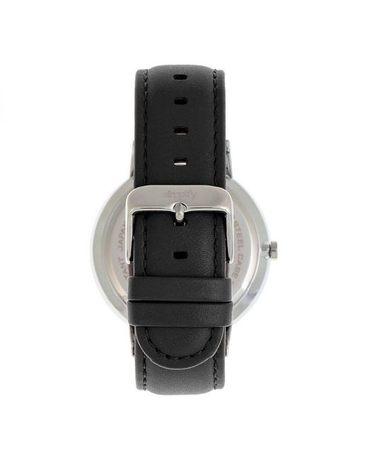 Simplify Metallic The 6500 Leather-Band Watch