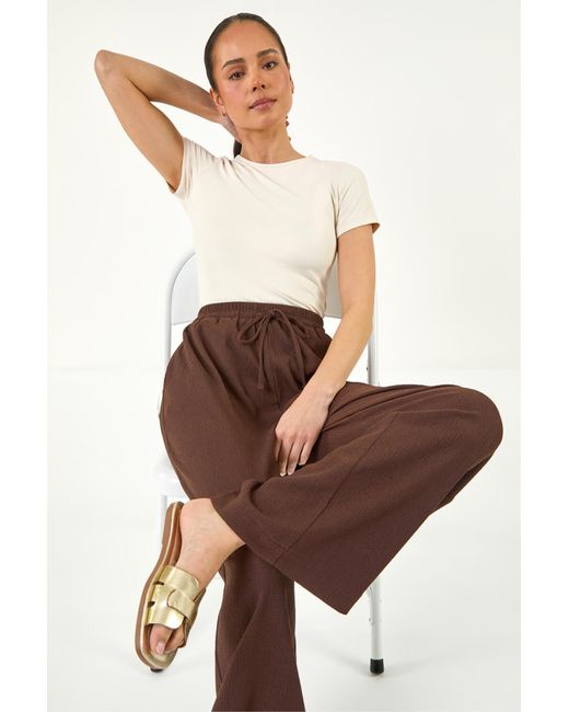 Roman Brown Petite Crinkle Trouser