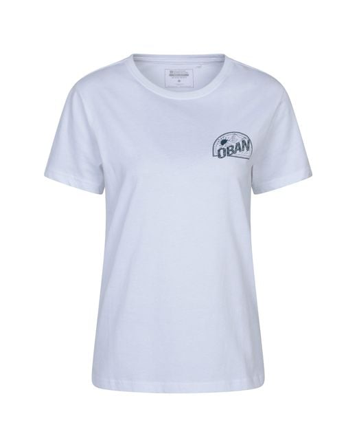 Mountain Warehouse Blue 'Oban' T-Shirt 100% Cotton Uv 50+ Protection Breathable Graphic Top