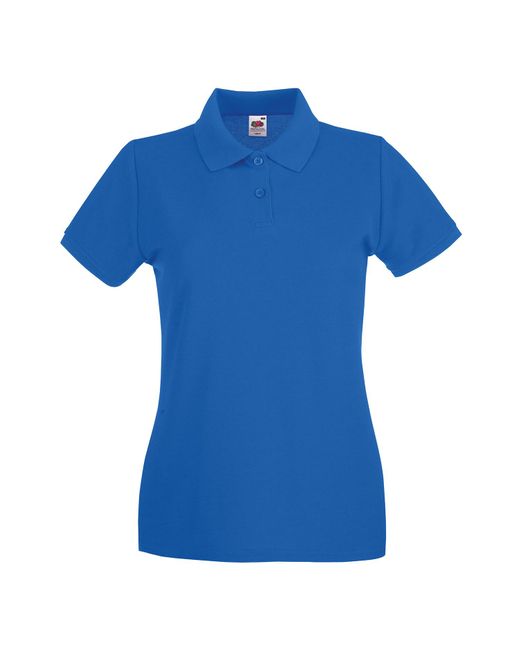 Fruit Of The Loom Blue Ladies Premium Cotton Pique Lady Fit Polo Shirt (Royal)