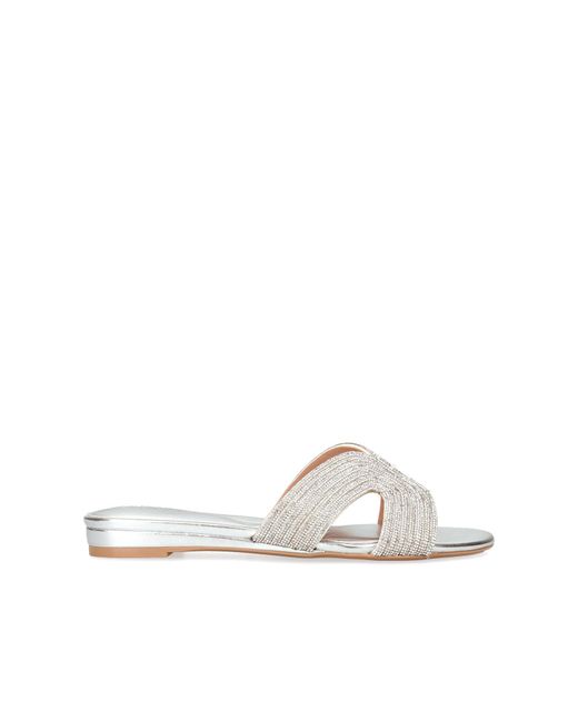 Carvela Kurt Geiger White Gala Mule Jewel Mules