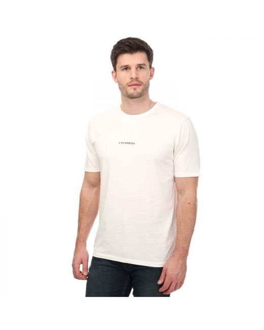 C P Company T-shirt 24/1 Jersey Resist Dyed Logo In Wit in het White voor heren