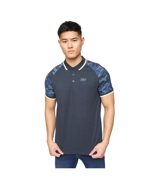 Crosshatch Blue Cramdark Camo Polo Shirt Cotton for men
