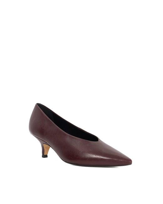 Dune Purple Audio Leather Kitten Heel Court Shoes