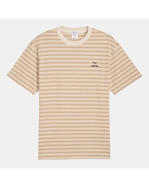 PUMA Natural Dortmund Mmq Striped T Shirt for men