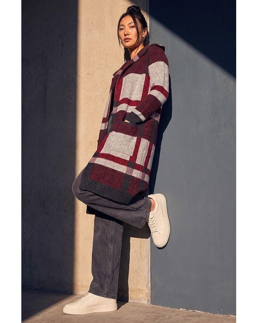 Roman Blue Check Longline Cardigan