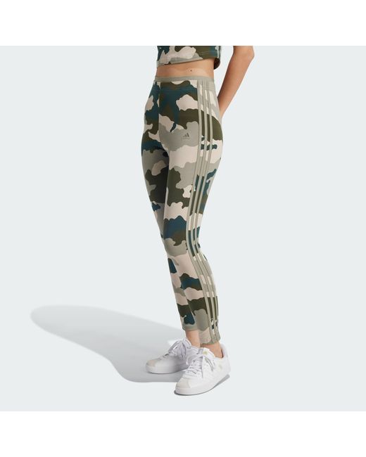 Adidas Green Essentials 3-Stripes Camo Print 7/8 Length Leggings