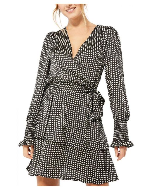 Secret Label Black Spot Floaty Wrap Dress