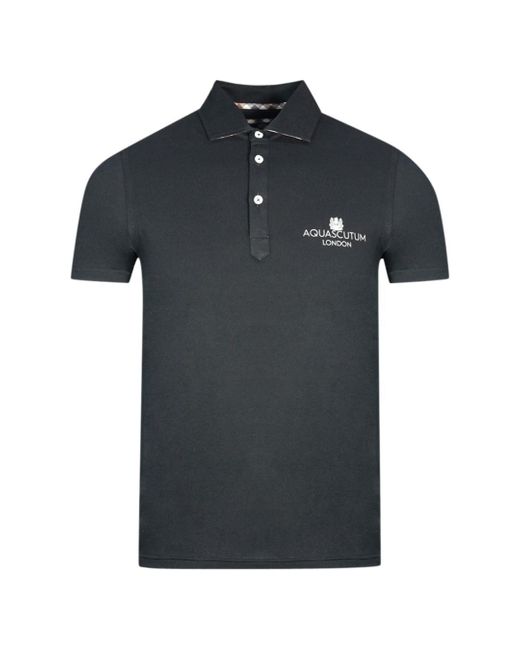 Aquascutum Blue London Bold Logo Polo Shirt Cotton for men