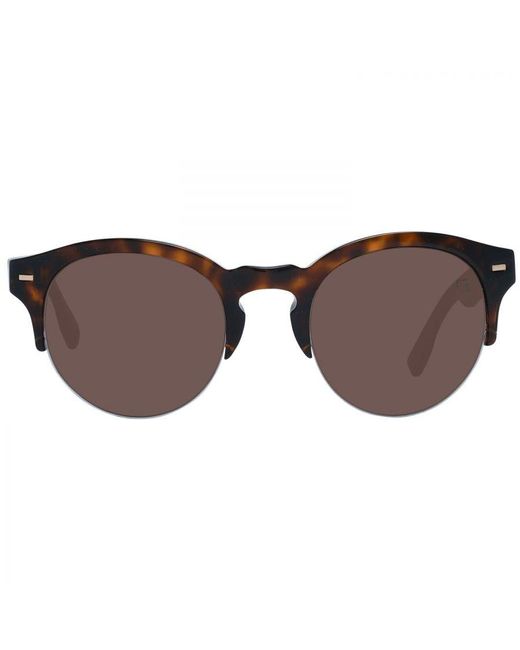 Zegna Brown Round Sunglasses for men