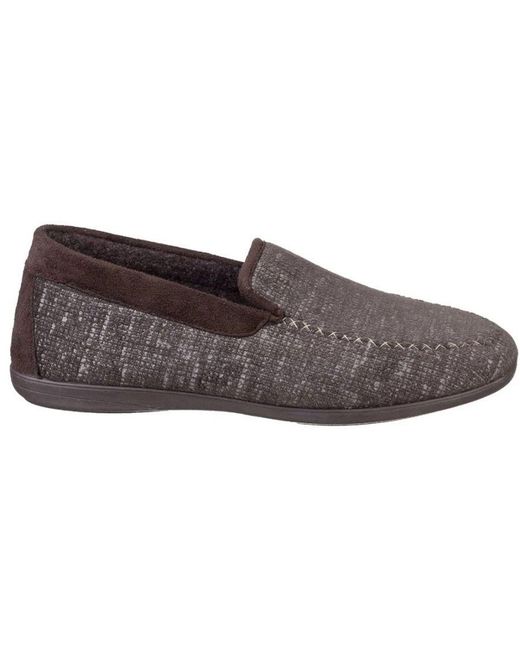 Cotswold Gray Stanley Moc Toe Full Slipper Textile for men