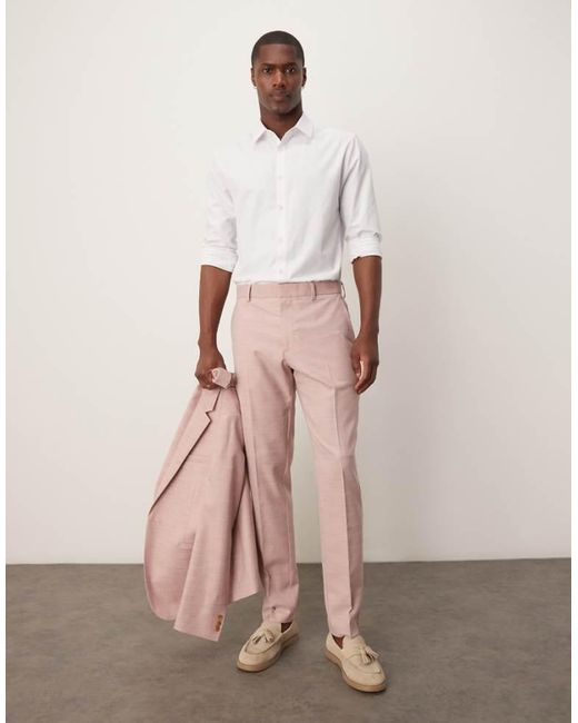 ASOS Pink Wedding Skinny Suit Trousers for men