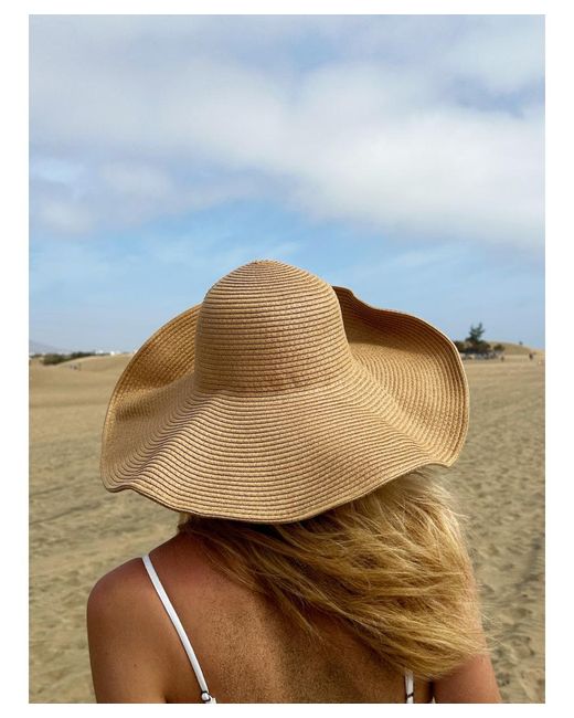 SVNX White Oversized Straw Summer Hat