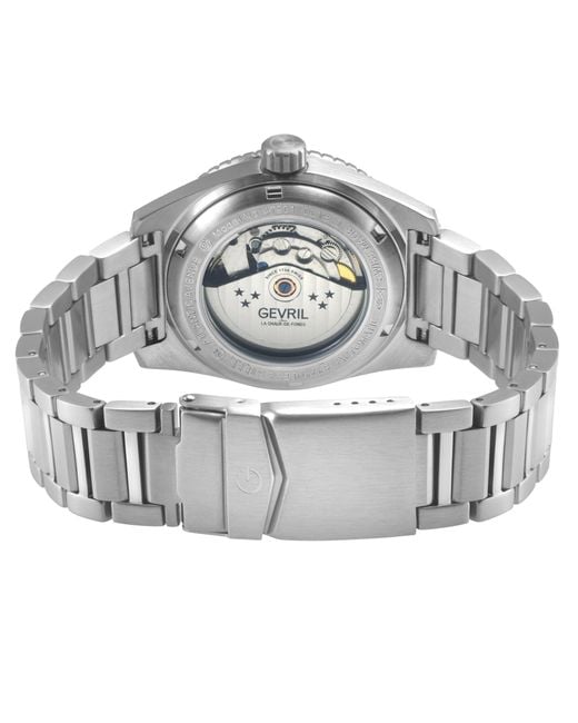 Gevril Blue Atlantic Avenue 316L Stainless Steel Case, Dark Ceramic Bezel, Embossed Dial, Bracelet for men
