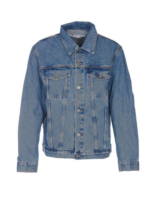 Off-White c/o Virgil Abloh Gebroken Wit Skate-fit Blauw Spijkerjack in het Blue voor heren