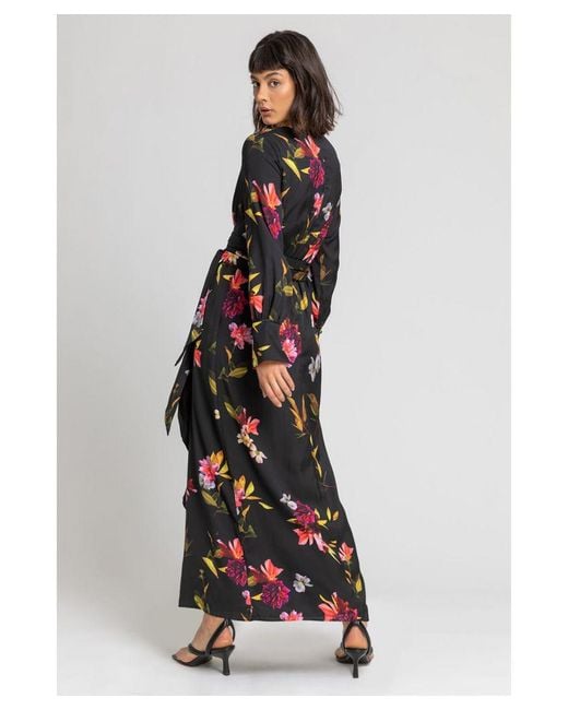 D.u.s.k Black Floral Print Maxi Dress