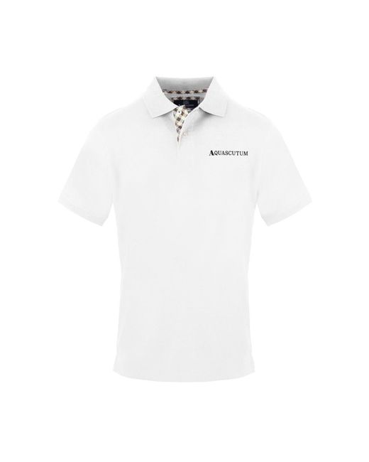 Aquascutum White Collared Neck Short Sleeve Polo Shirt for men