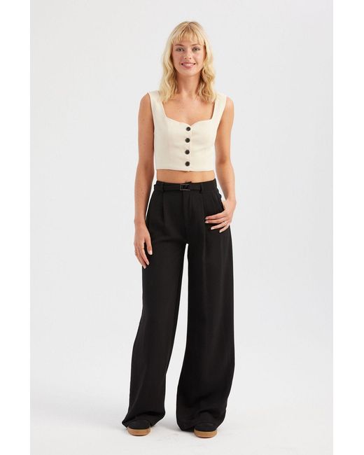 Hiccup Blue Solid Sweetheart Neck Cropped Waistcoat