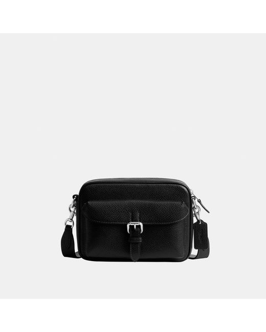 COACH Black Pebbled Leather Crossbody Bag for men