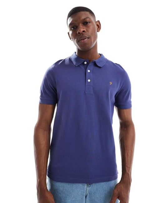 Farah Blue Blanes Short Sleeve Polo Shirt for men