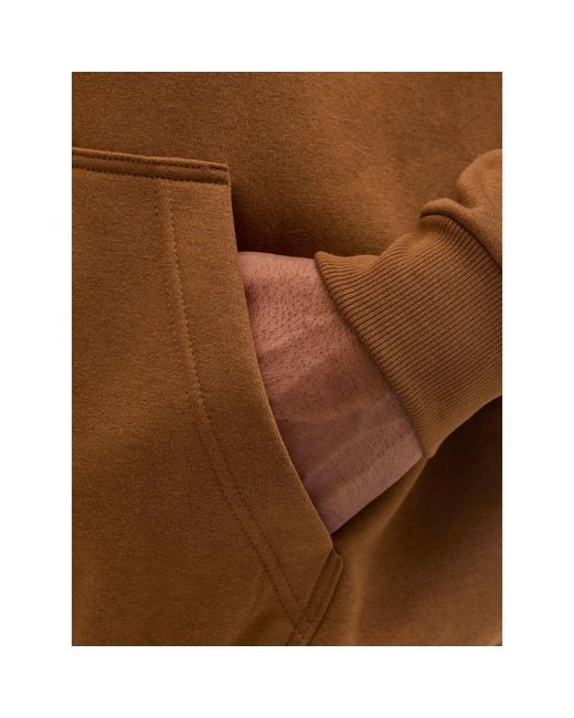 Jack & Jones Brown Big Size Pullover Hoodie Relaxed Fit for men