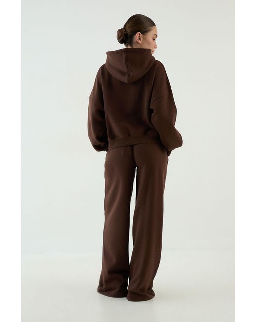 DSGN Studio Brown Collegiate Printed Boxy Hoodie