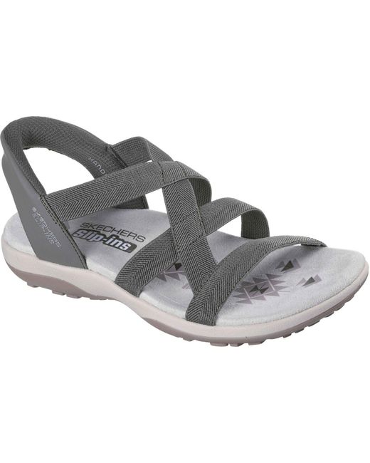 Skechers Gray Reggae Slim Stretch Flex Textile Sandals