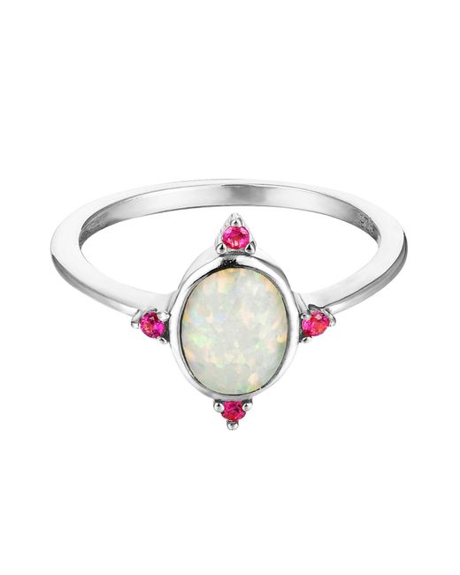 SEOL + GOLD Metallic Sterling Opal And Ruby Oval Ring