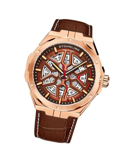 Stuhrling Pink Gio Swiss Automatic 44Mm Skeleton for men