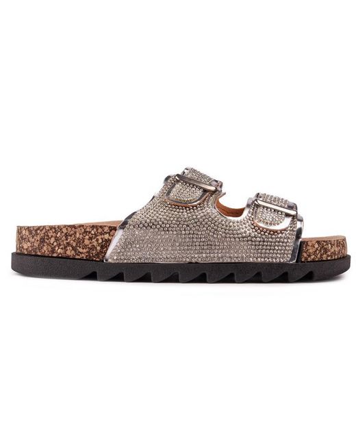 SOLESISTER Brown Cat Wide Fit Footbed Sandals