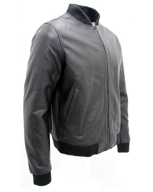 Infinity Leather Gray Varisty Bomber Jacket for men