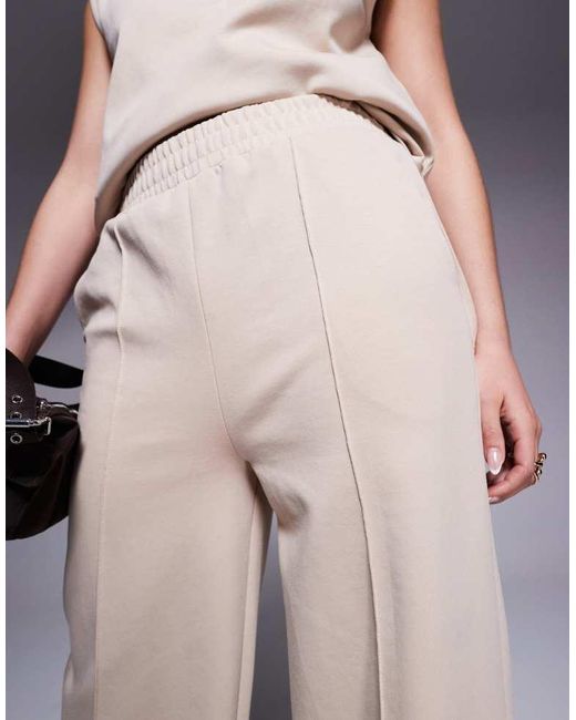 ASOS Gray Co-Ord Interlock Wide Leg Trouser