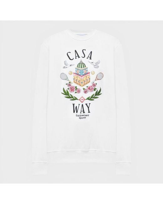 Casablanca White Casa Way Embroidered Sweatshirt Cotton