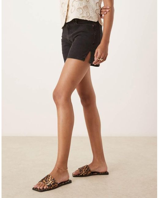 ASOS Brown Wide Fit Fig Square Toe Mule Flat Sandals