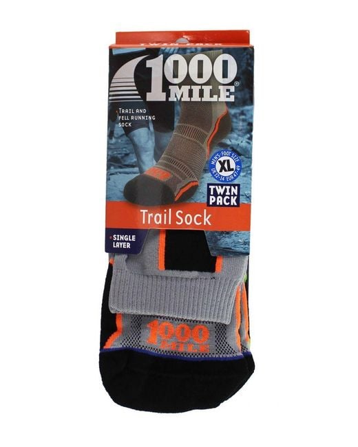 1000 Mile Socks Black Trail Repreve Single Layer Running Sports Breathable for men