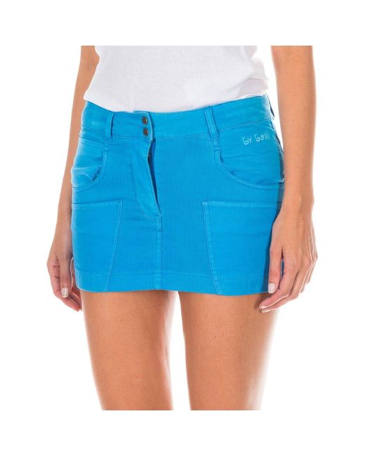 Armand Basi Blue Mini Denim Skirt With Snap Button Closure And Zipper Atm0010