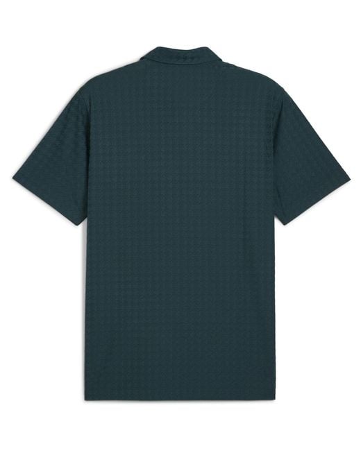 PUMA Blue Mattr Houndstooth Short Sleeve Performance Polo Shirt for men