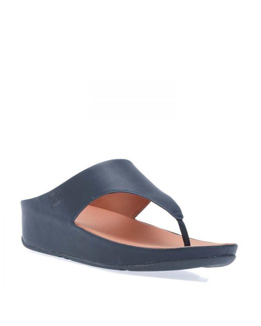 Fitflop Blue Womenss Fit Flop Shuv Leather Toe-Post Sandals