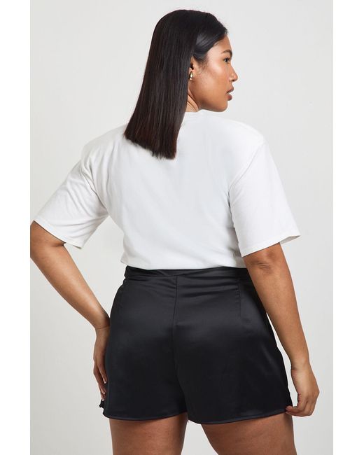 Boohoo Black Plus Lace Trim Skort