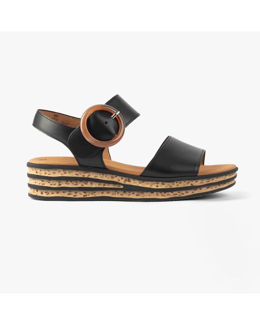 Gabor Black Andre Sandals Leather