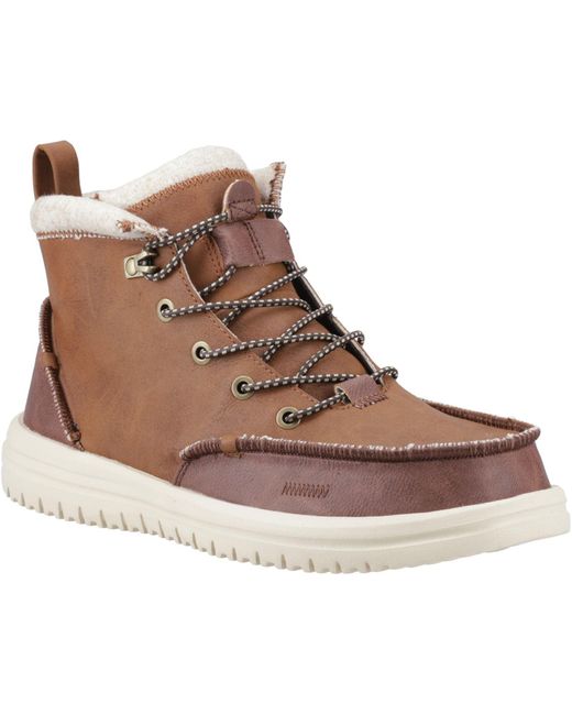 HeyDude Brown Bradley Tumbled Classic Polyurethane Cognac/Multi Ankle Boots for men