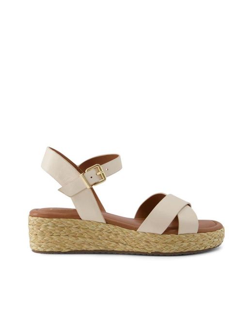 Dune Metallic Ladies Wf Linnie Wide Fit Woven Flatform Sandals Wf